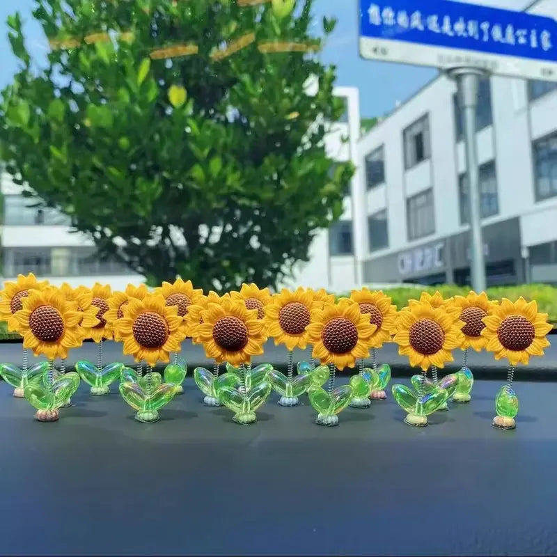 Mini Shaking Sunflowers arranged as a dashboard sunflower garden